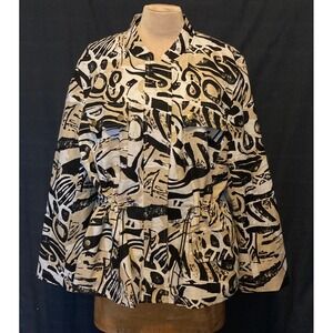 Silk Land Collection Abstract Print Drawstring Waist Jacket